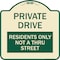 Signmission Private Drive Private Drive Residents Not Thru Street Heavy-Gauge Alum, 18" x 18", TG-1818-23272 A-DES-TG-1818-23272 - alternate 1